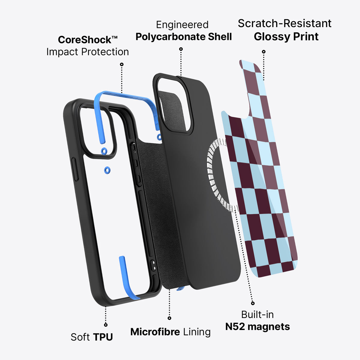 iPhone 15 Pro case construction – Cabernet Tile phone case