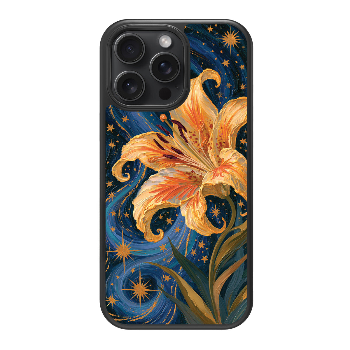 Celestial Bloom design back view – iPhone 15 Pro case
