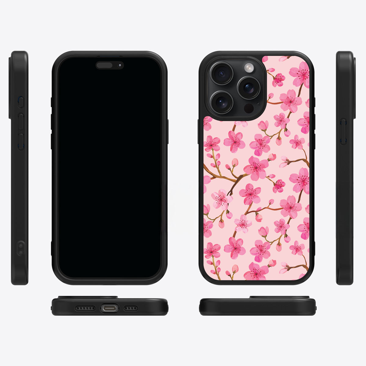 Cherry Blossom iPhone 15 Pro case cover – multi-angle view