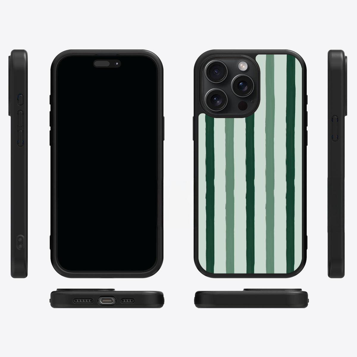 Green Watercolor Stripes - iPhone 15 Pro Case #case type_core (magsafe), #case type_core (non magsafe)