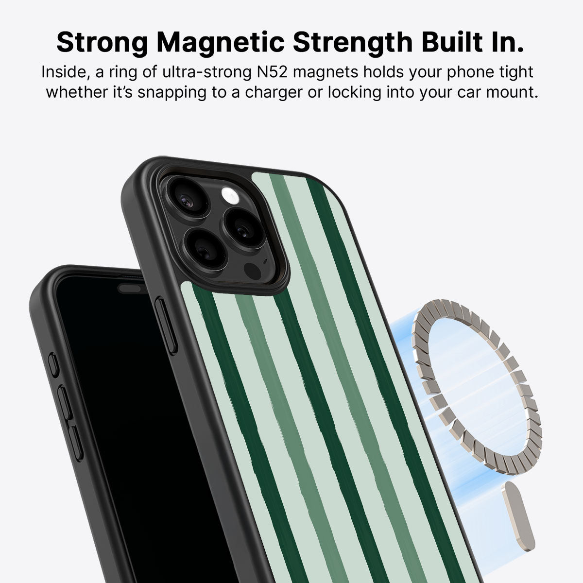 Green Watercolor Stripes - iPhone 15 Pro Case #case type_core (magsafe)