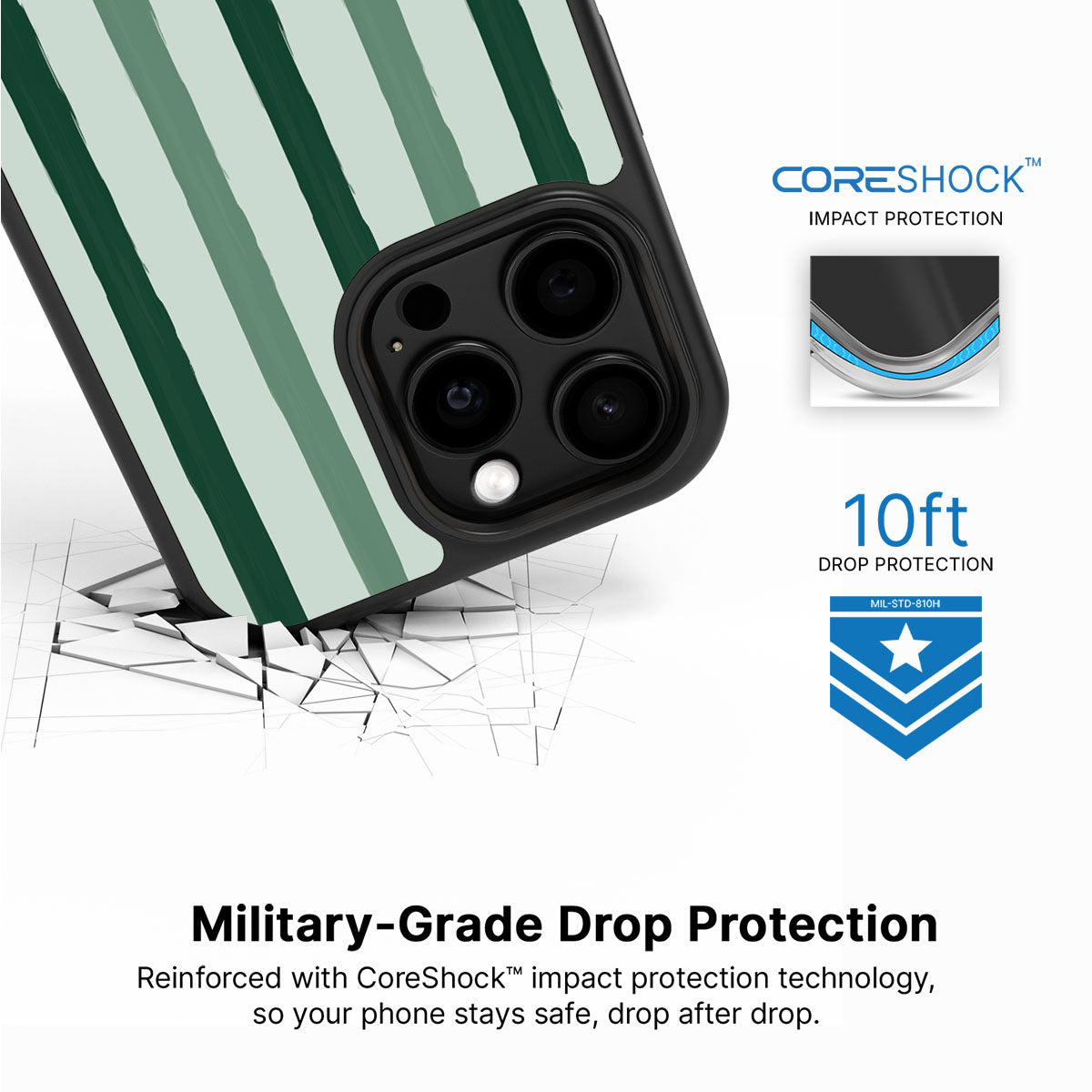 Green Watercolor Stripes - iPhone 15 Pro Case #case type_core (magsafe), #case type_core (non magsafe)
