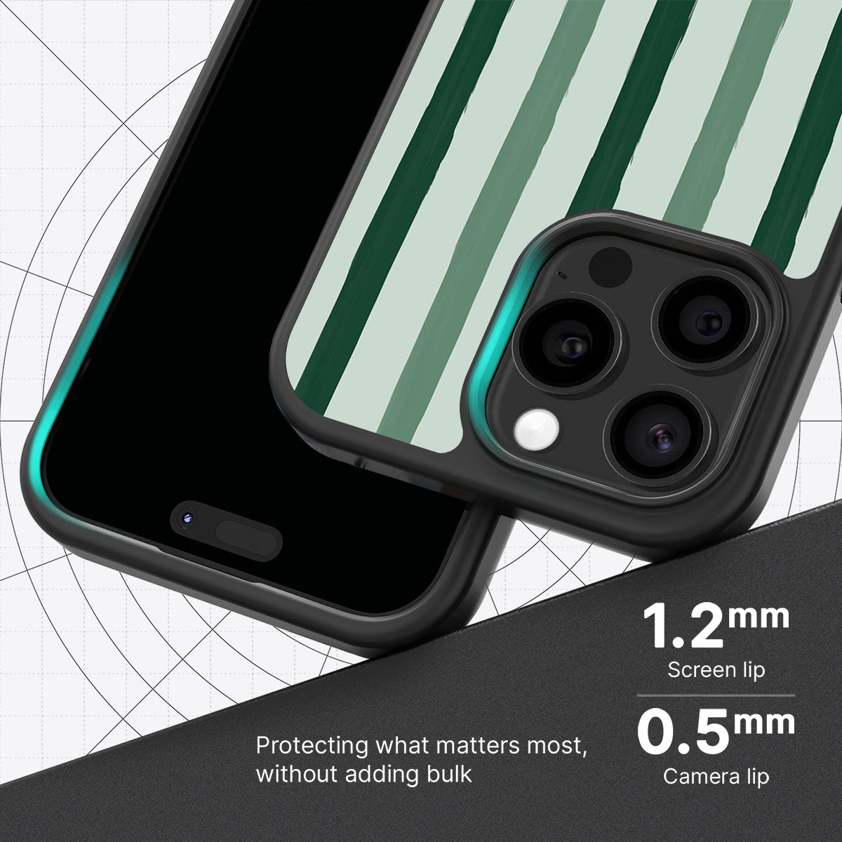 Green Watercolor Stripes - iPhone 15 Pro Case #case type_core (magsafe), #case type_core (non magsafe)