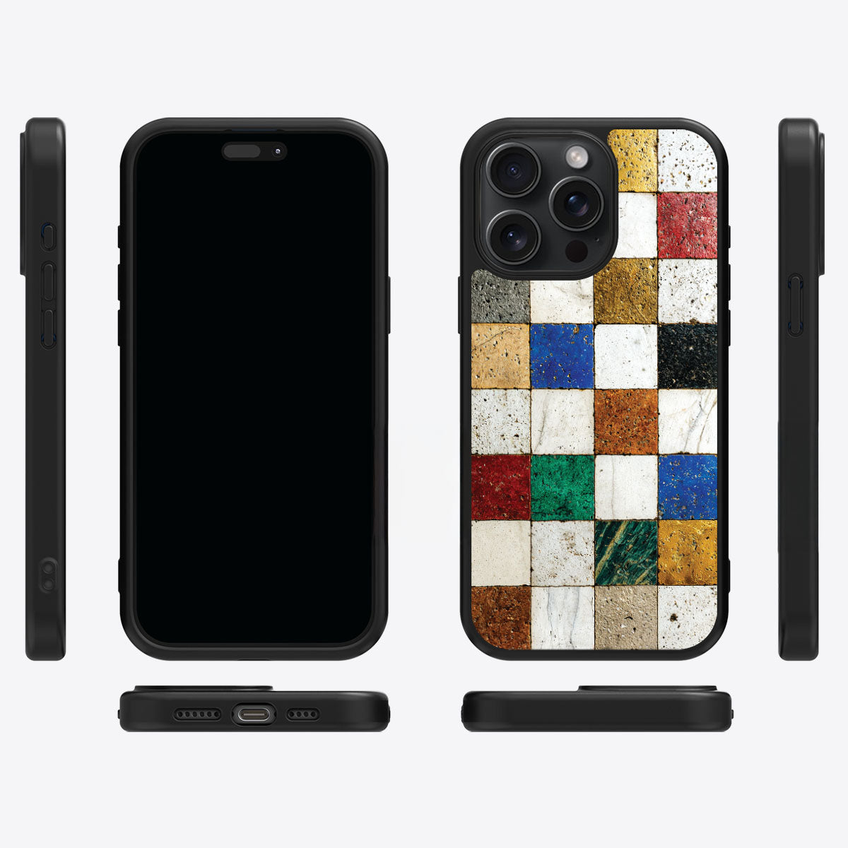 Heritage Mosaic iPhone 15 Pro case cover – multi-angle view