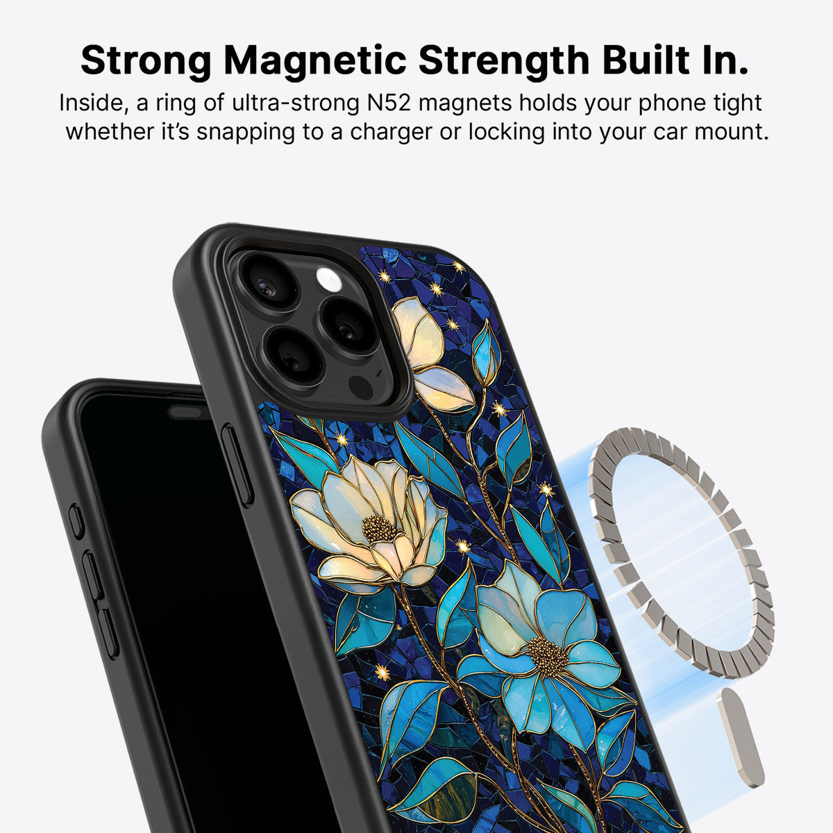 iPhone 15 Pro Case with MagSafe – Midnight Magnolia