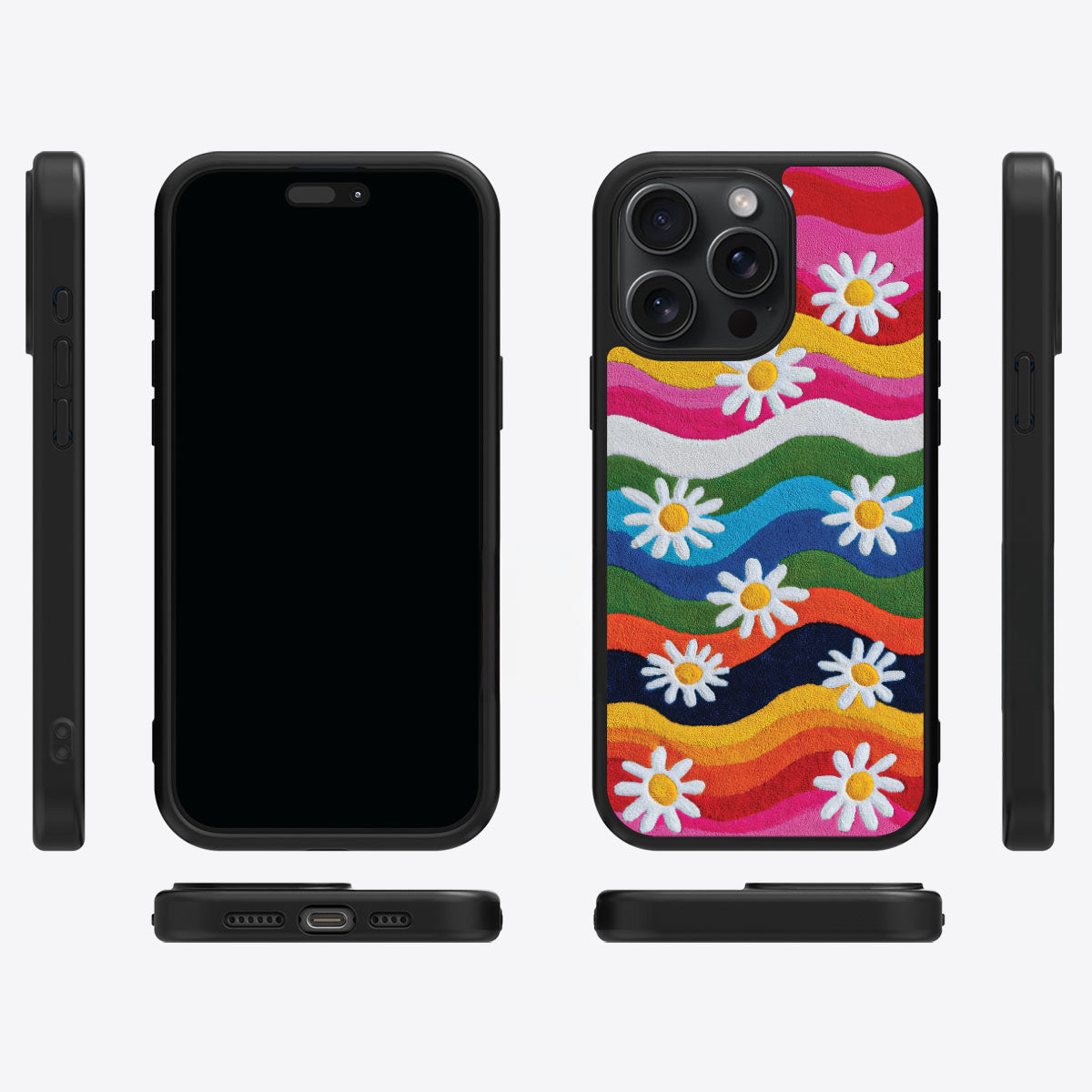 iPhone 15 Pro Case with MagSafe – Rainbow Daisy