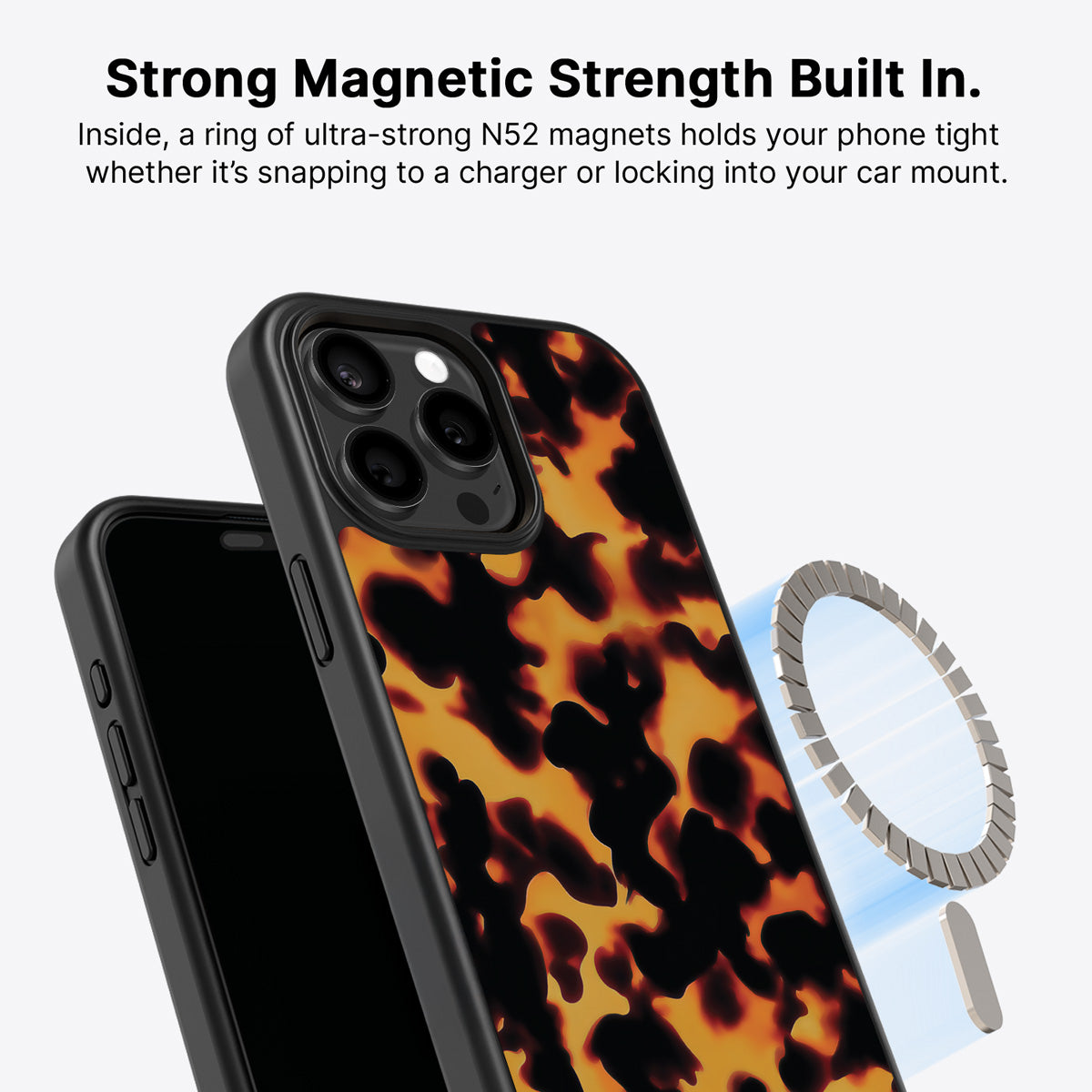Animal Print Designer iPhone 15 Pro Case – Tortoise Shell | MagSafe