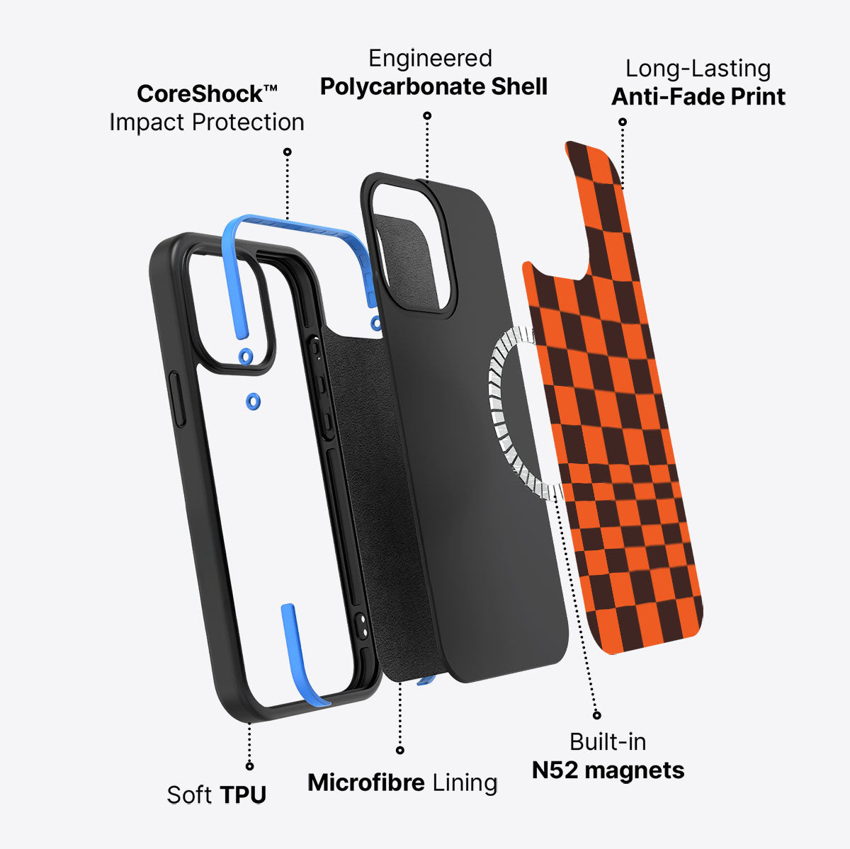 iPhone 15 Pro Max case construction – Amber Pop phone case