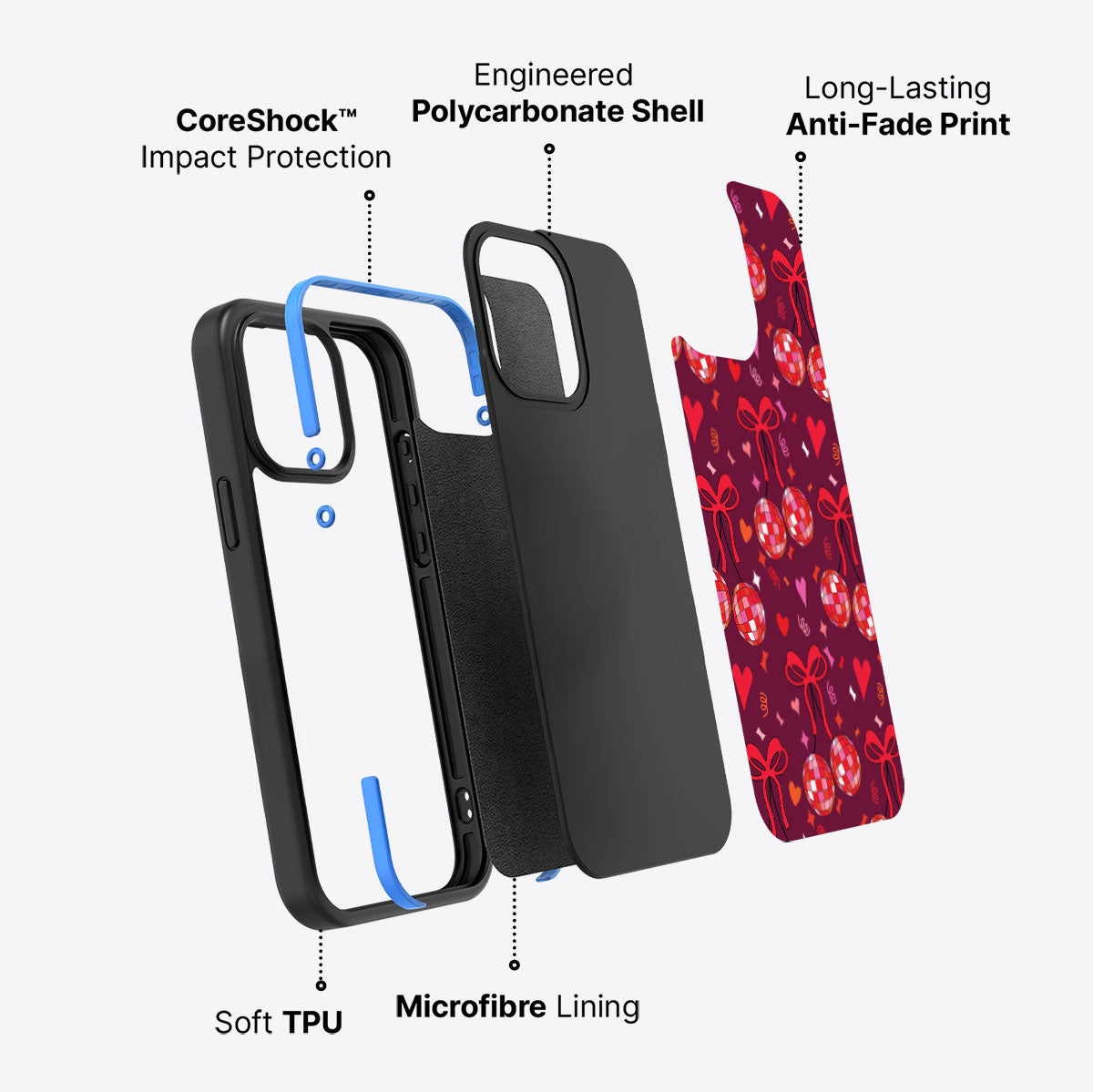 Disco Cherries - iPhone 15 Pro Max Case #case type_core (non magsafe)