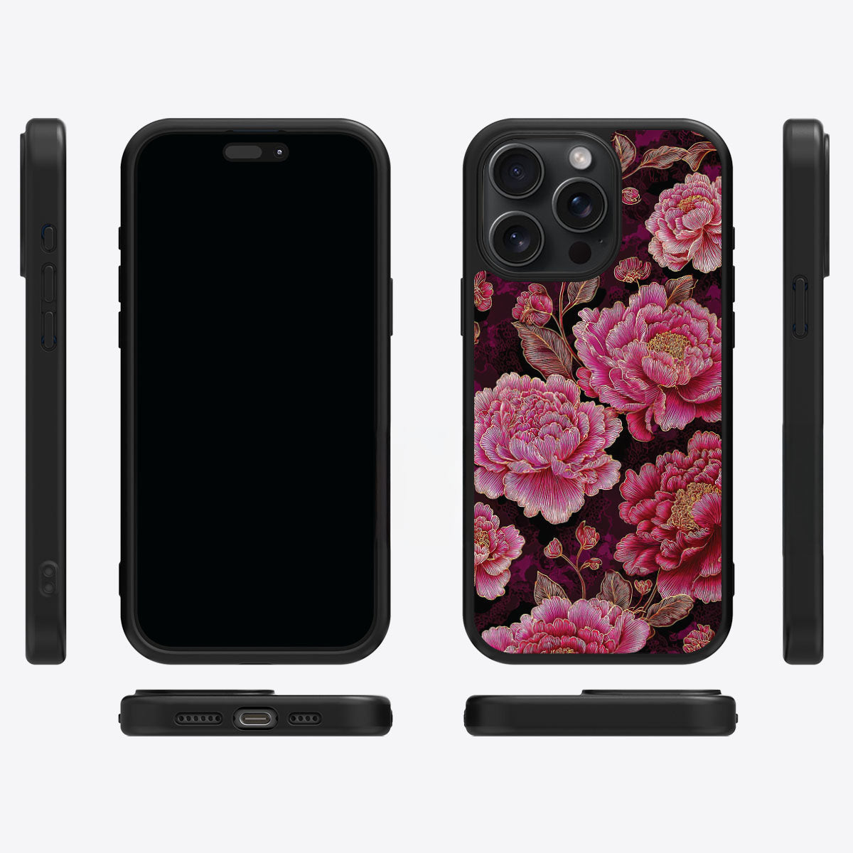 Floral Opulence iPhone 15 Pro Max case cover – multi-angle view