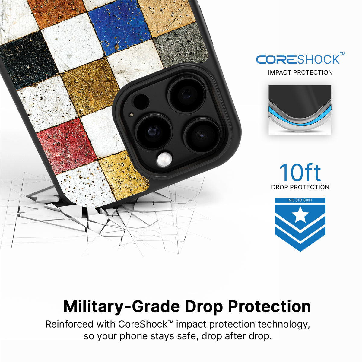 Heritage Mosaic iPhone 15 Pro Max case with drop protection