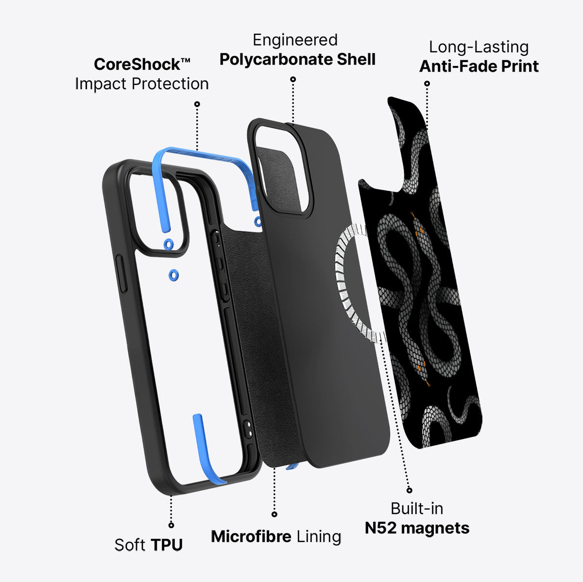 Noir Serpent - iPhone 15 Pro Max Case #case type_core (magsafe)