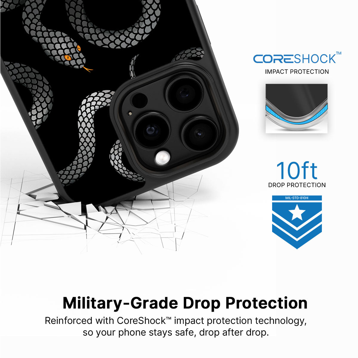 Noir Serpent - iPhone 15 Pro Max Case #case type_core (magsafe), #case type_core (non magsafe)