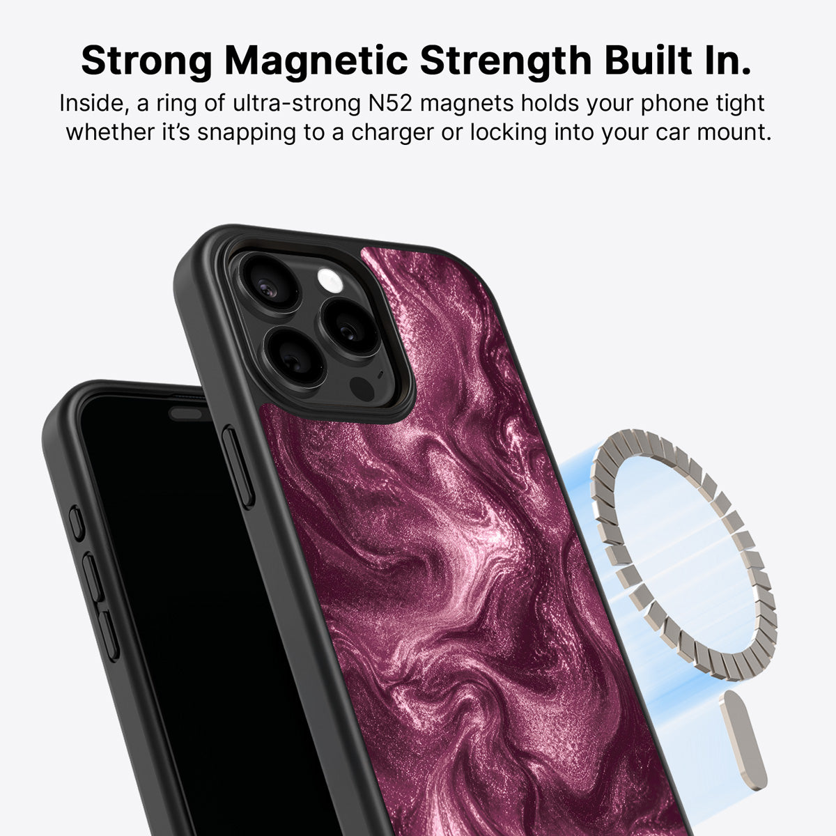 iPhone 15 Pro Max MagSafe case – Wine Shimmer design