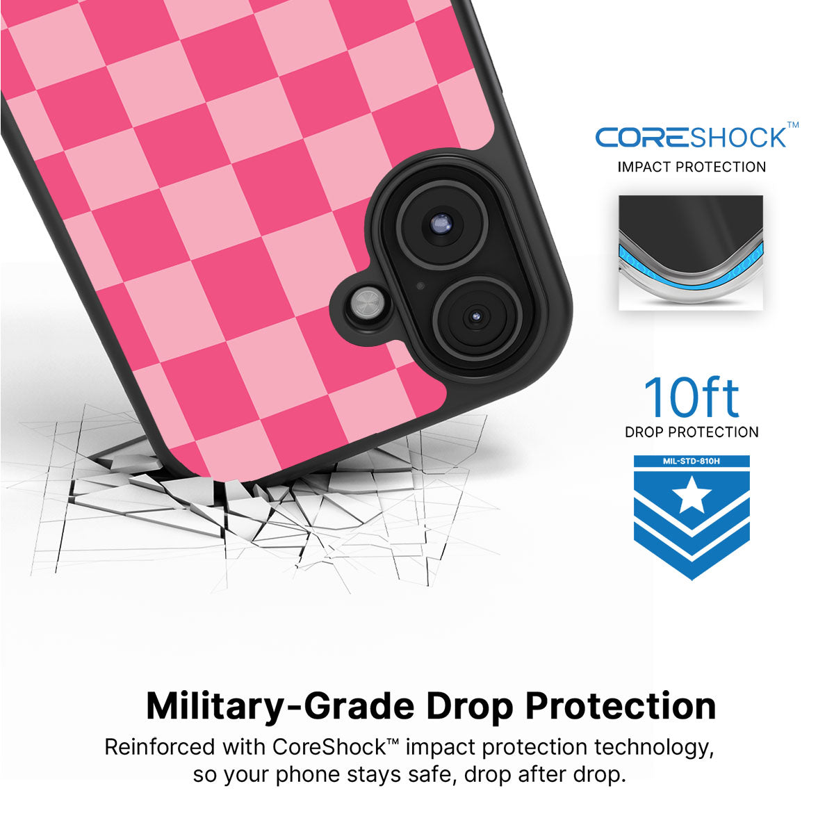 Candy Check iPhone 16 case with drop protection