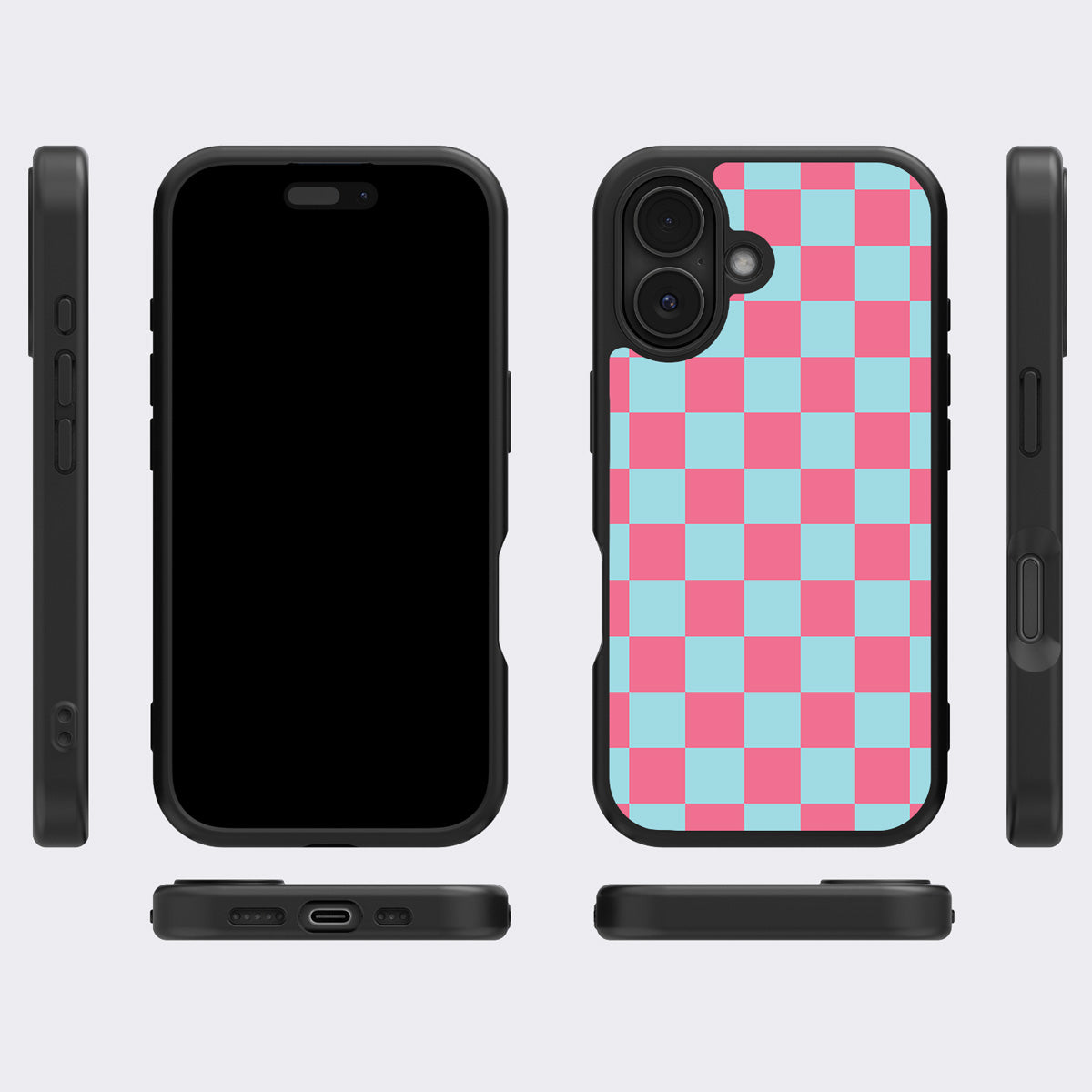 Blue Checkered Designer iPhone 16 Case – Candy Floss | MagSafe