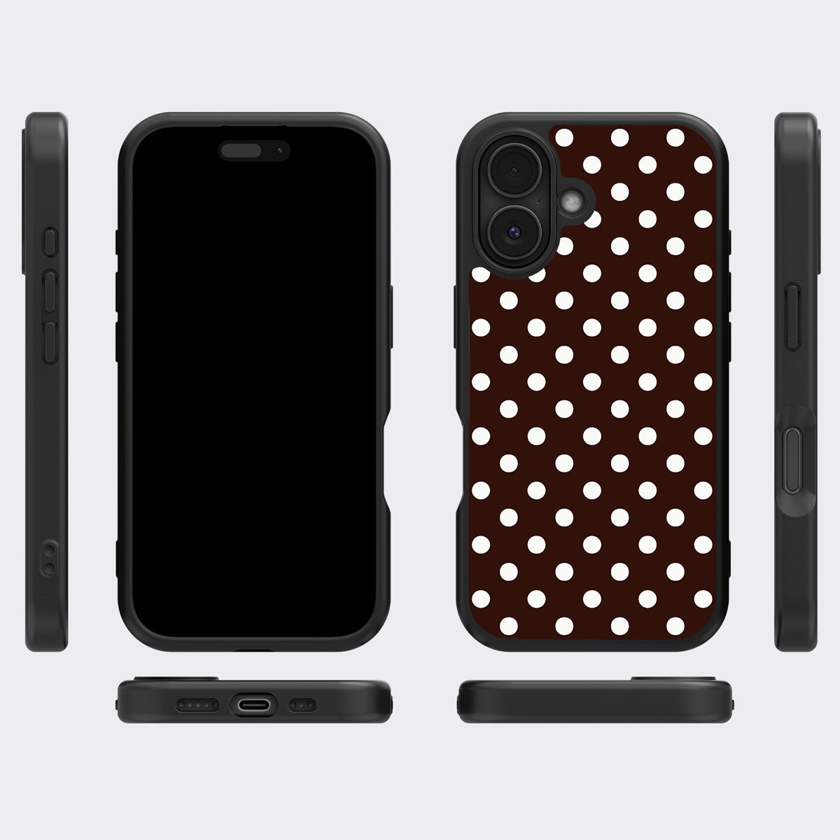 Cocoa Confetti iPhone 16 case cover – multi-angle view