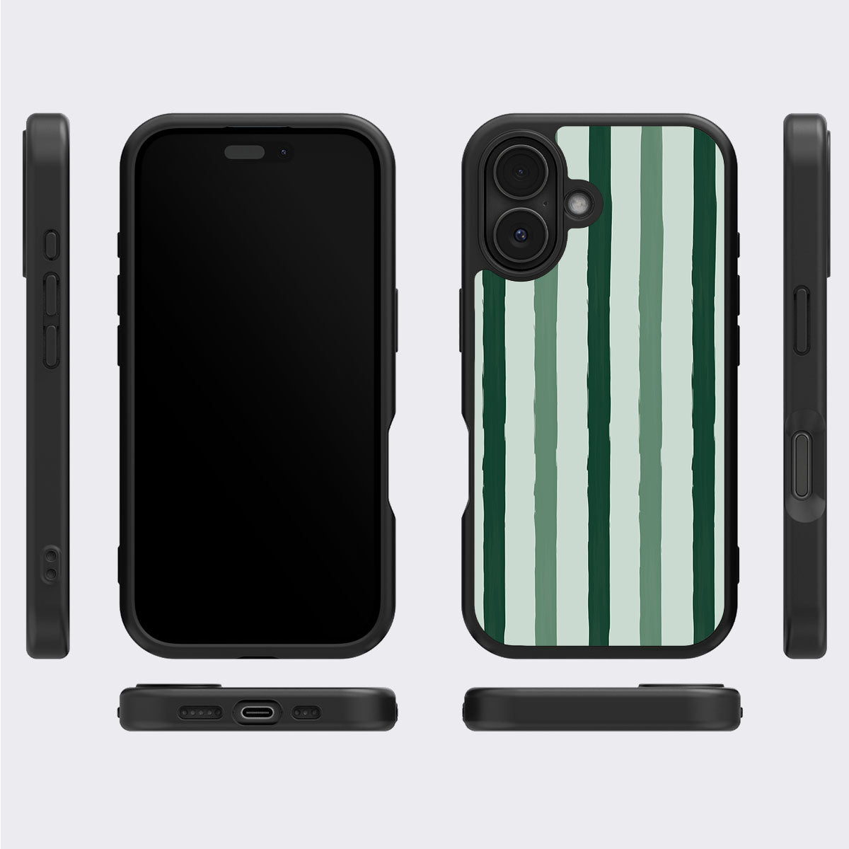 Green Watercolor Stripes - iPhone 16 Case #case type_core (magsafe), #case type_core (non magsafe)