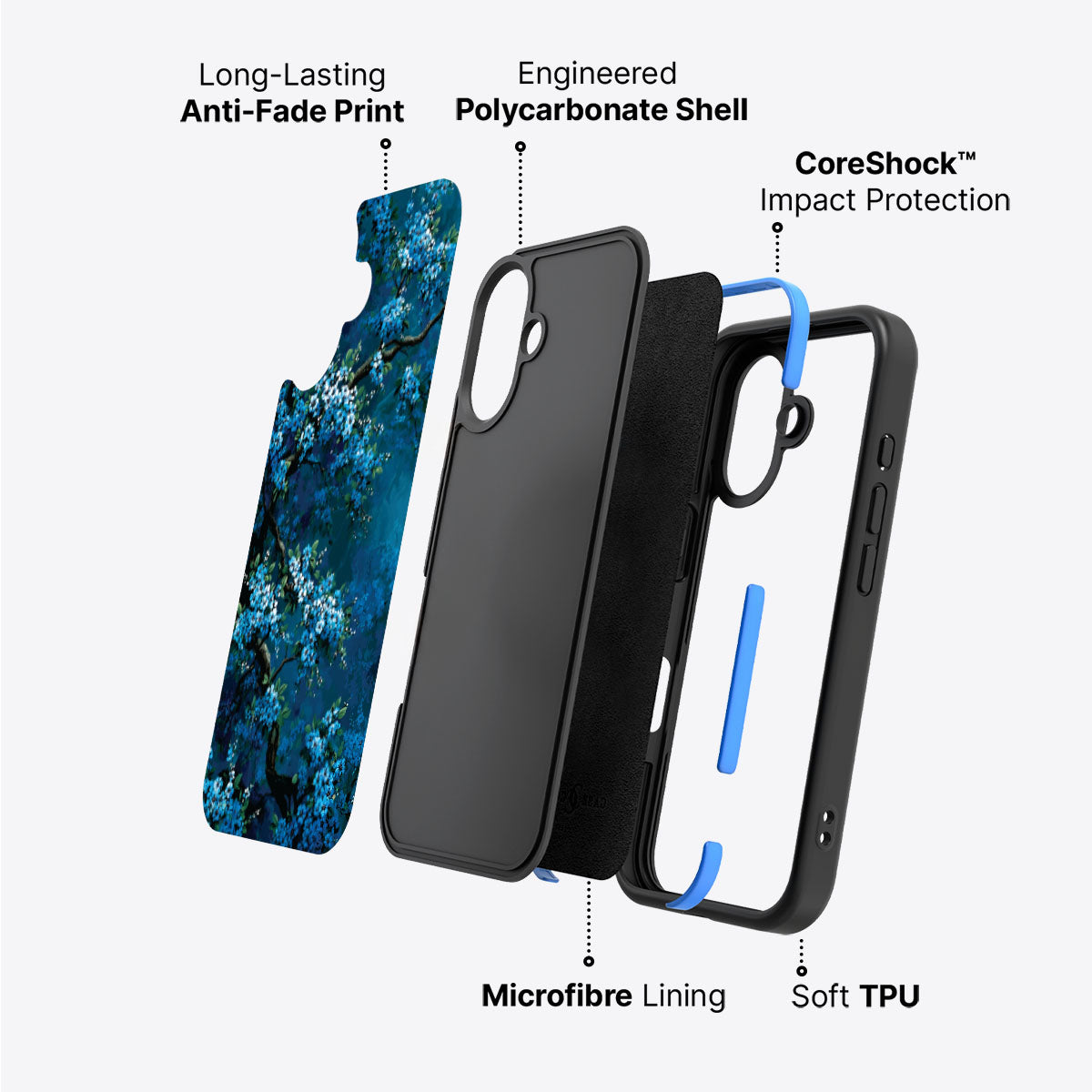 Moonlit Petals - iPhone 16 Case #case type_core (non magsafe)