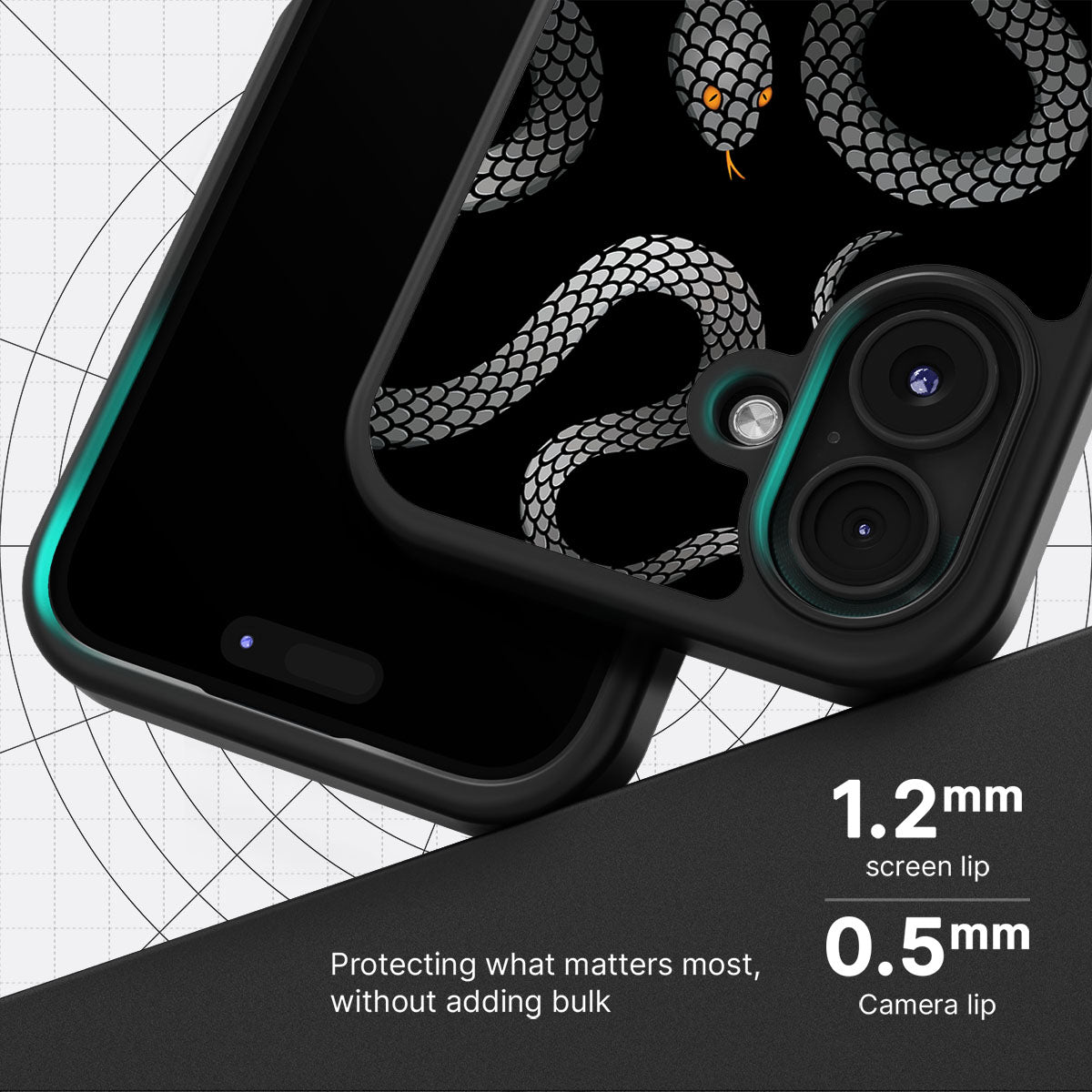 Noir Serpent - iPhone 16 Case #case type_core (magsafe), #case type_core (non magsafe)