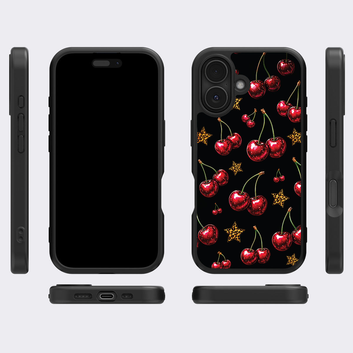 Rebel Cherry iPhone 16 case cover – multi-angle view