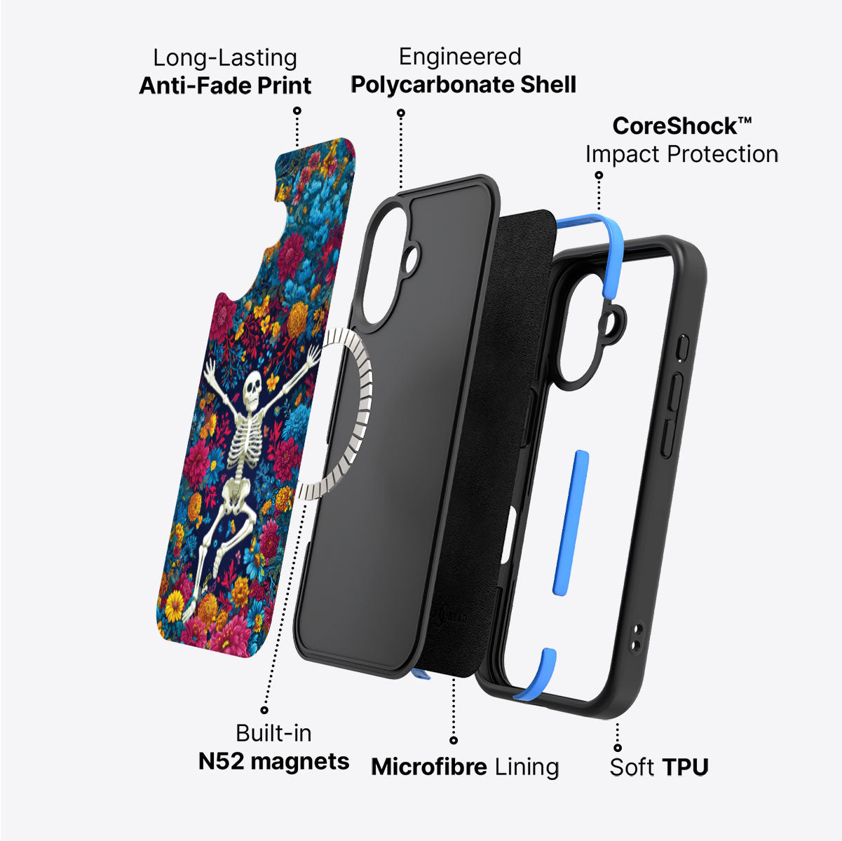 iPhone 16 Case with MagSafe – Skeleton Garden
