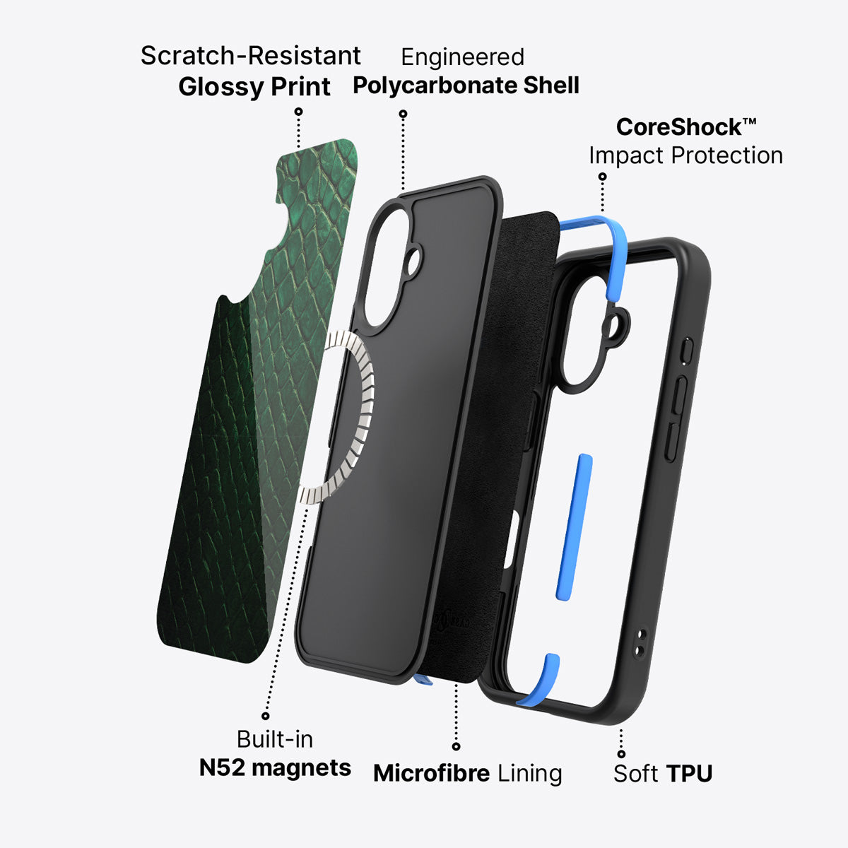 Green Designer iPhone 16 Case – Slytherin Senses | MagSafe — view 3