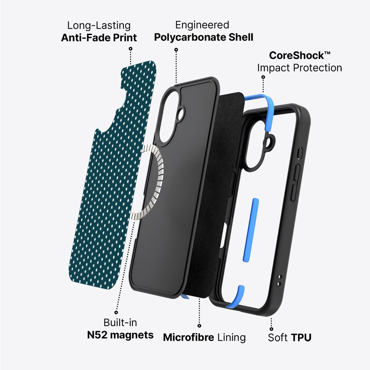 Teal Mesh - iPhone 16 Case #case type_core (magsafe)