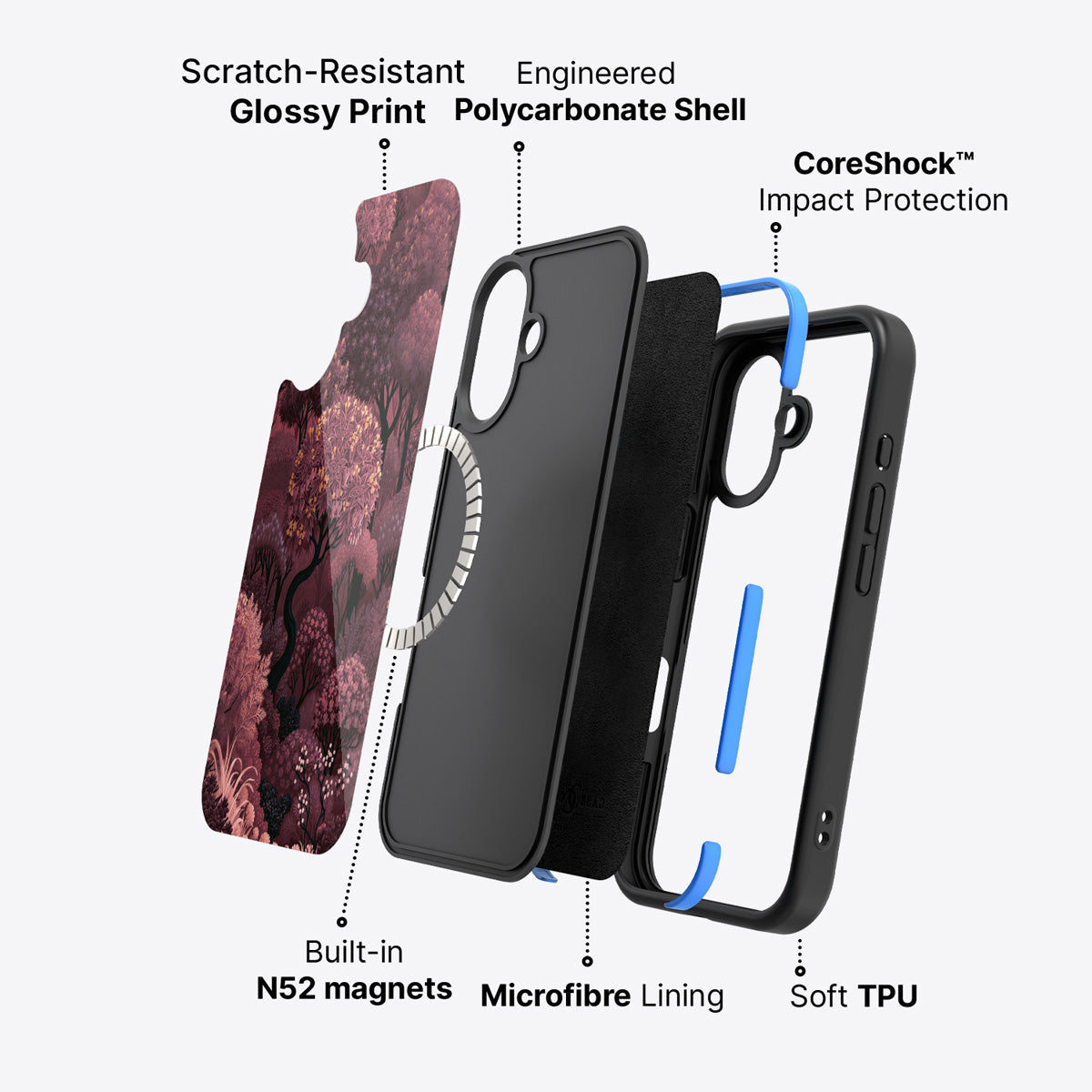 iPhone 16 case construction – Velvet Reverie phone case