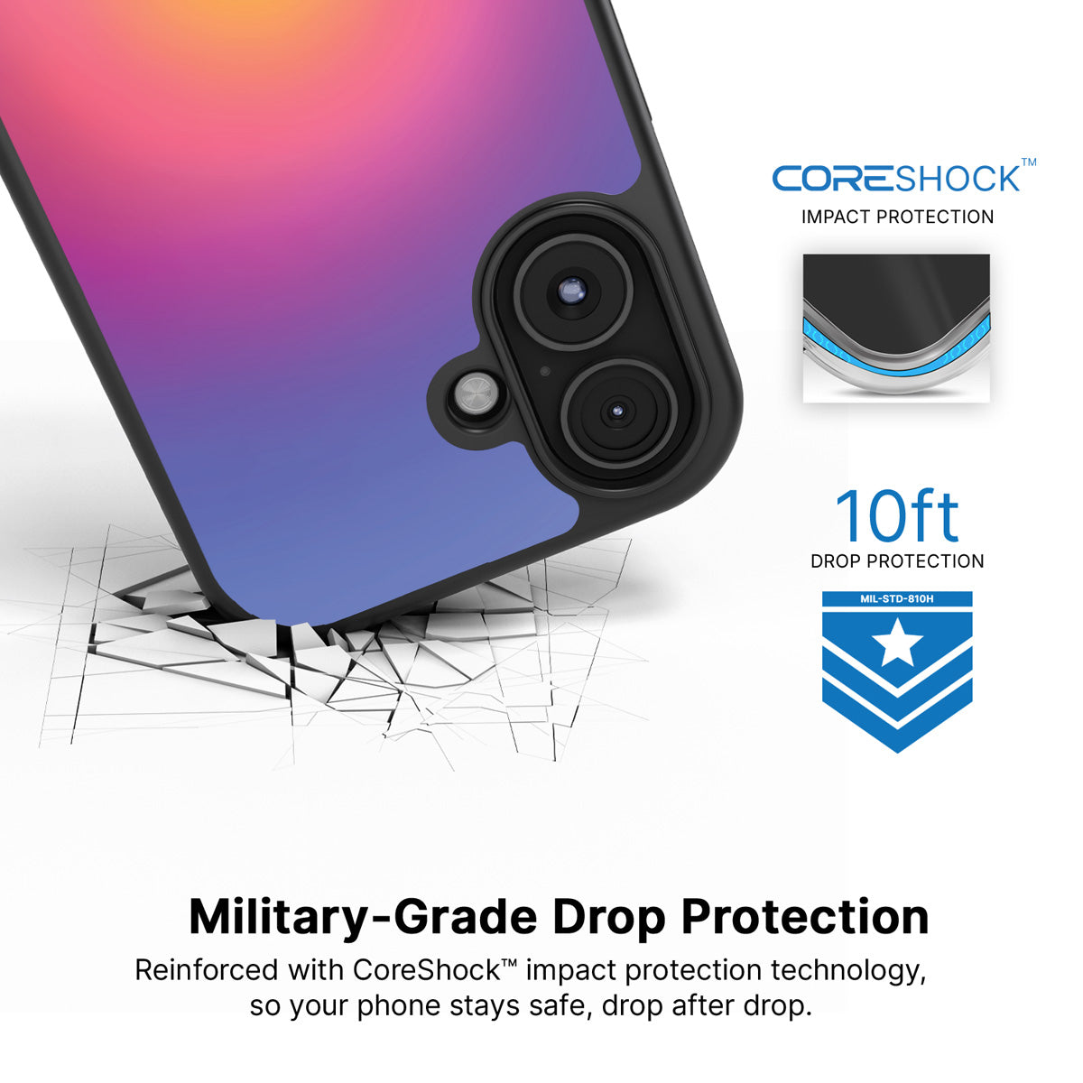 Aura Glow iPhone 16 Plus case with drop protection