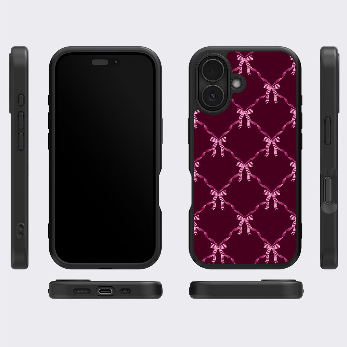 Bordeaux Bow - iPhone 16 Plus Case