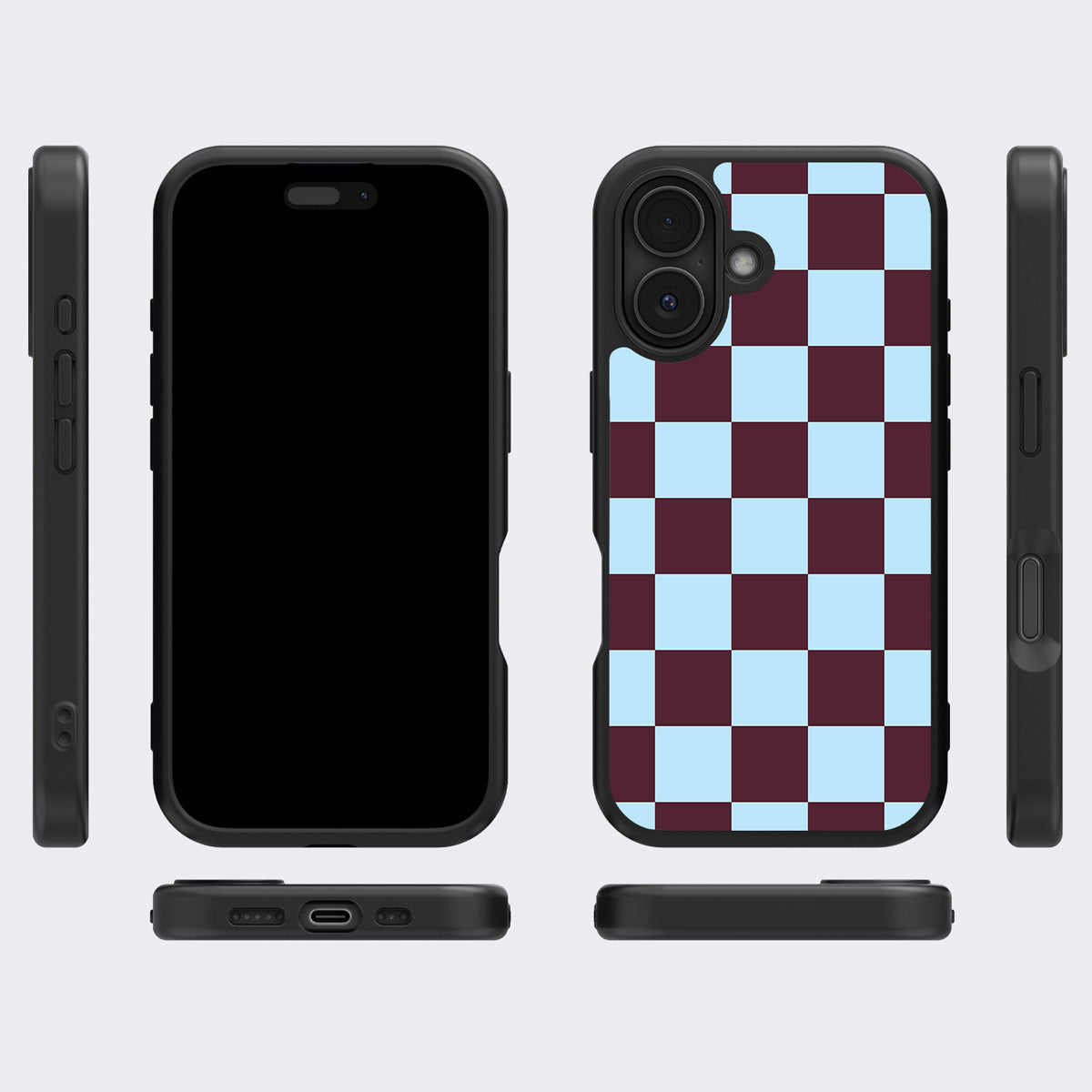 Cabernet Tile iPhone 16 Plus case cover – multi-angle view