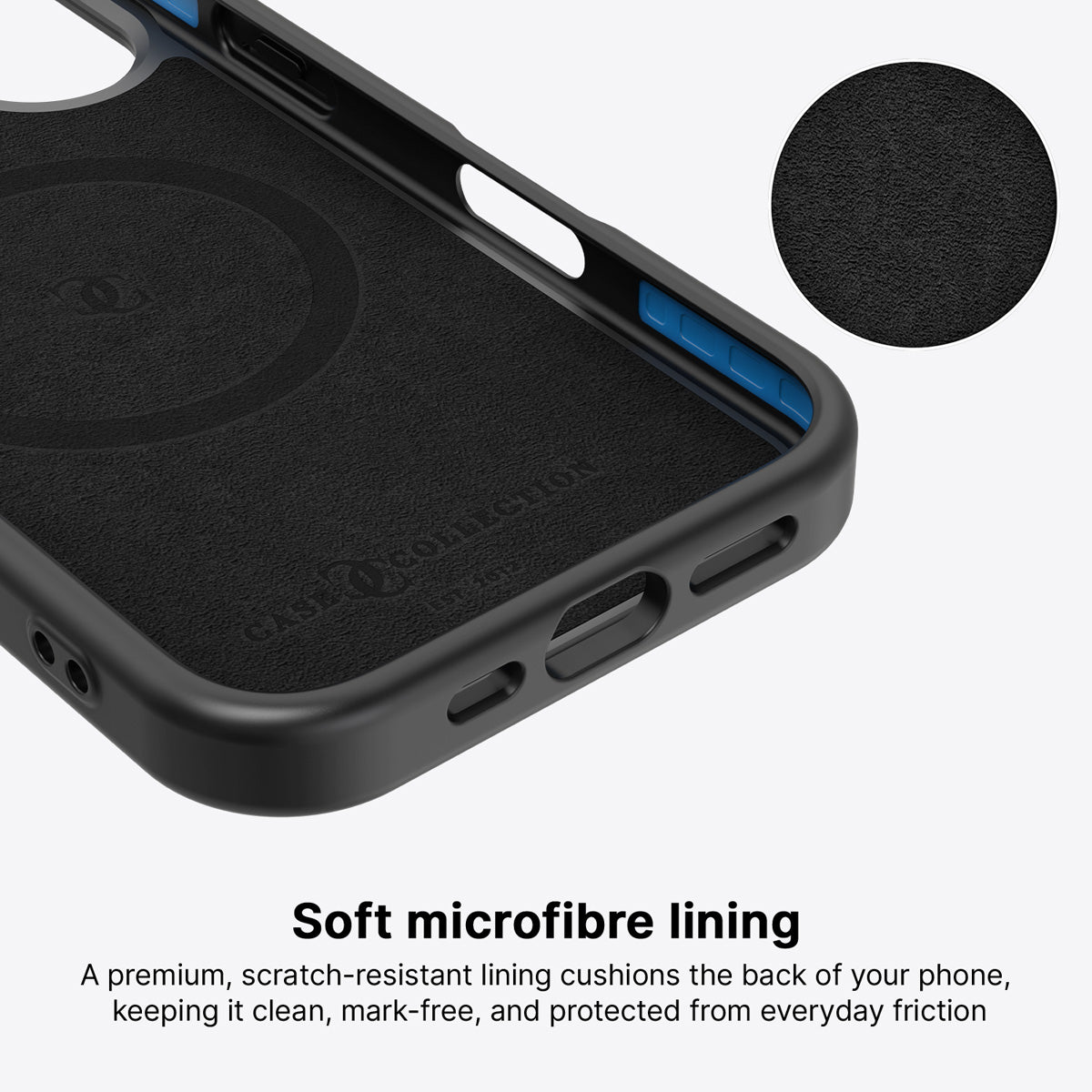 iPhone 16 Plus case interior – Celestial Bloom microfibre lining