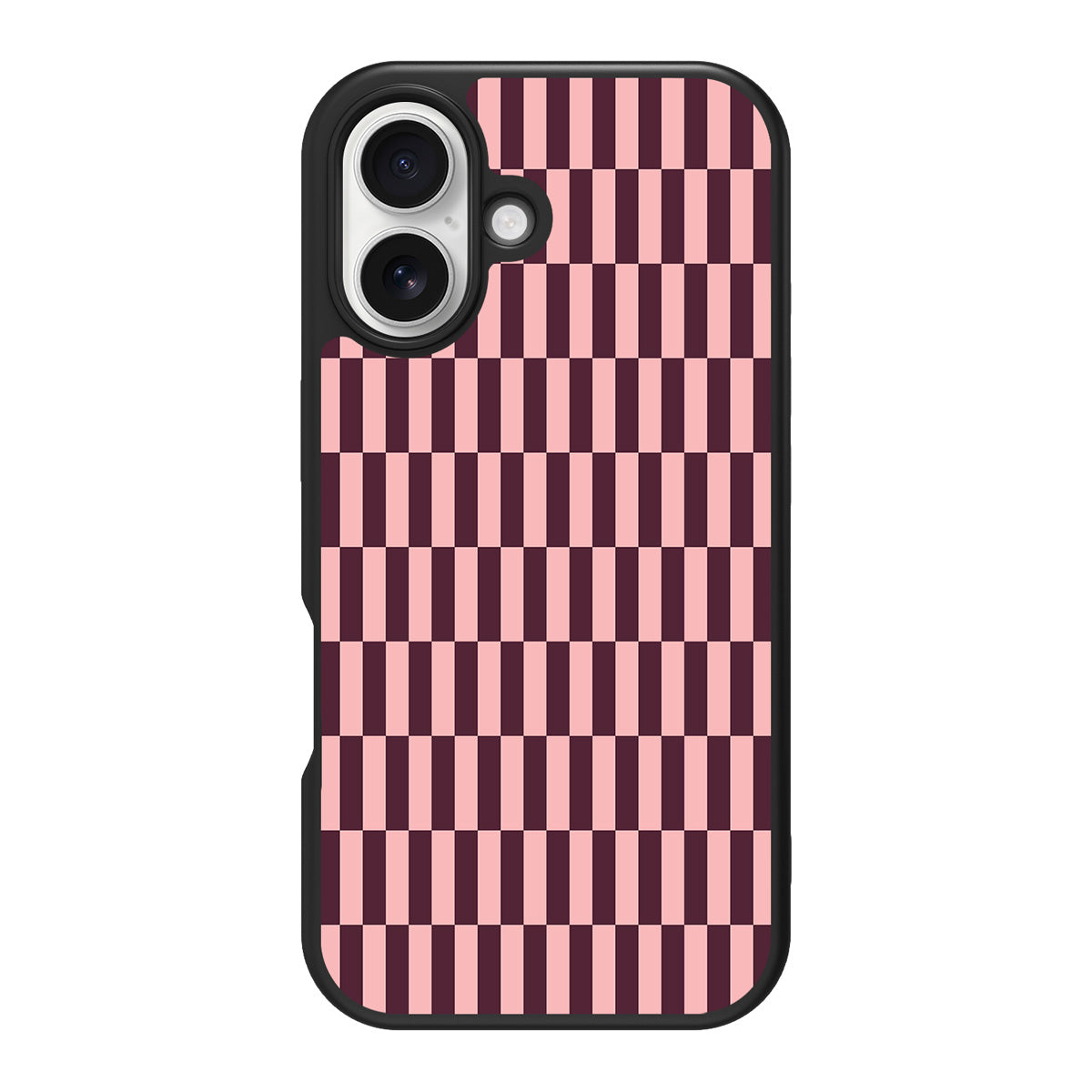 Claret Stack design back view – iPhone 16 Plus case
