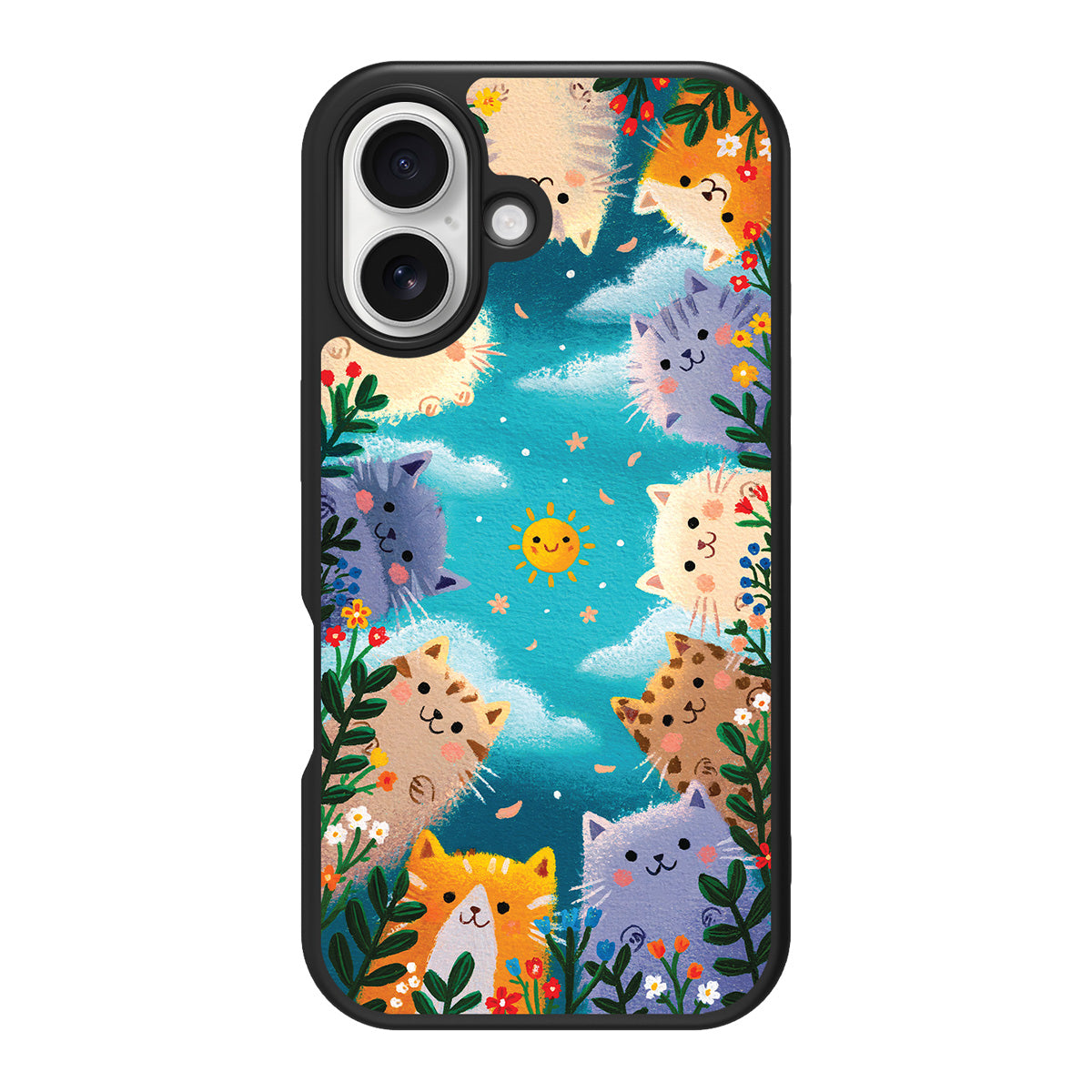 Garden Kittens design back view – iPhone 16 Plus case