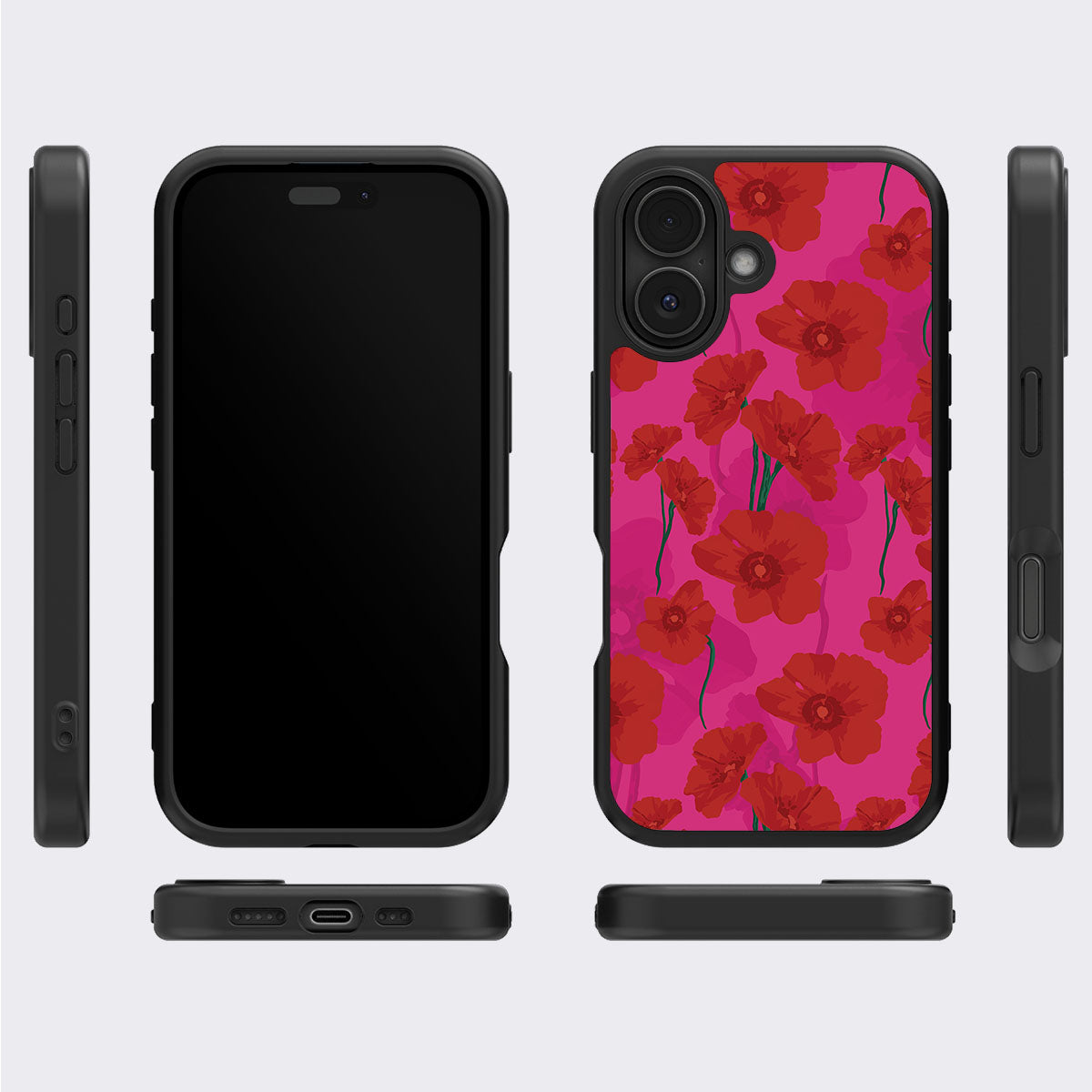 Pink Poppies - iPhone 16 Plus Case #case type_core (magsafe), #case type_core (non magsafe)