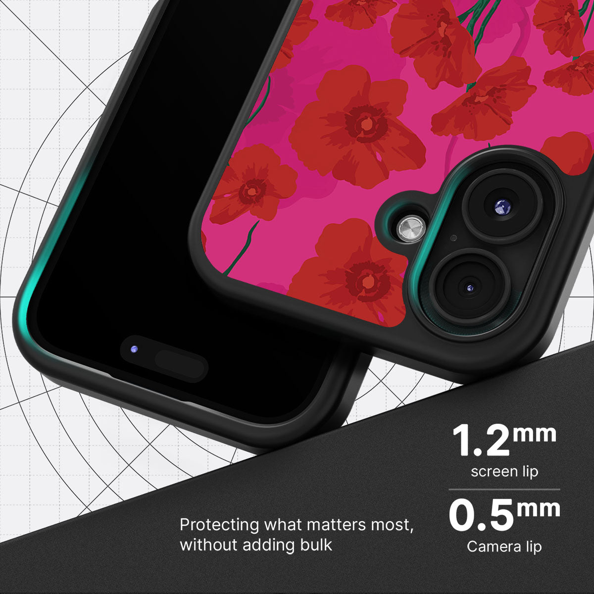 Pink Poppies - iPhone 16 Plus Case #case type_core (magsafe), #case type_core (non magsafe)