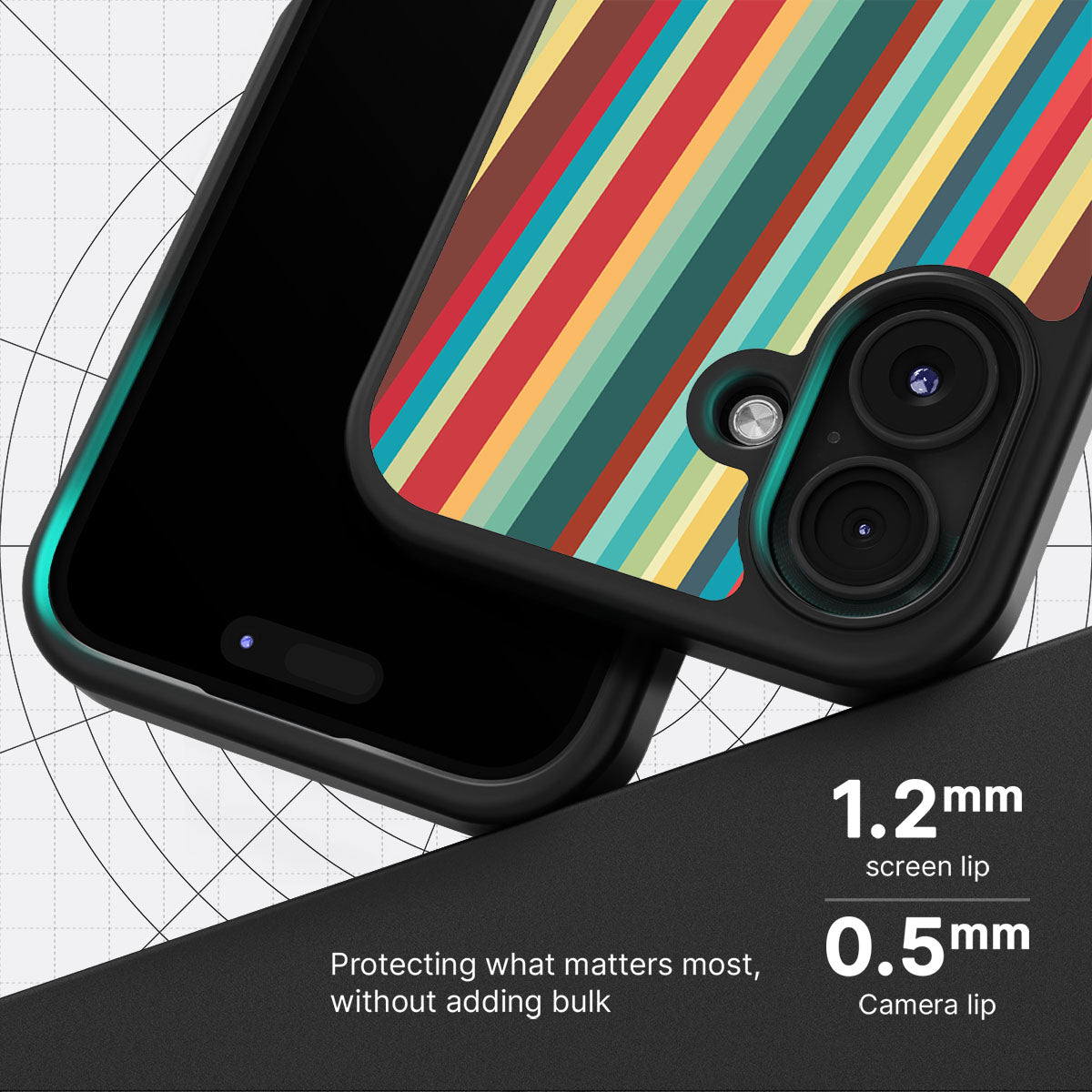 Retro Stripes - iPhone 16 Plus Case #case type_core (magsafe), #case type_core (non magsafe)