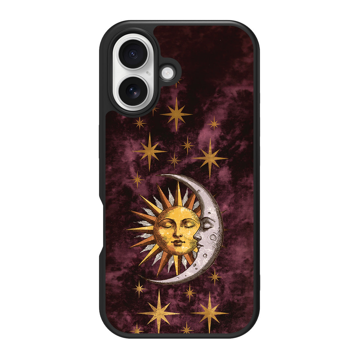 Sun and Moon design back view – iPhone 16 Plus case