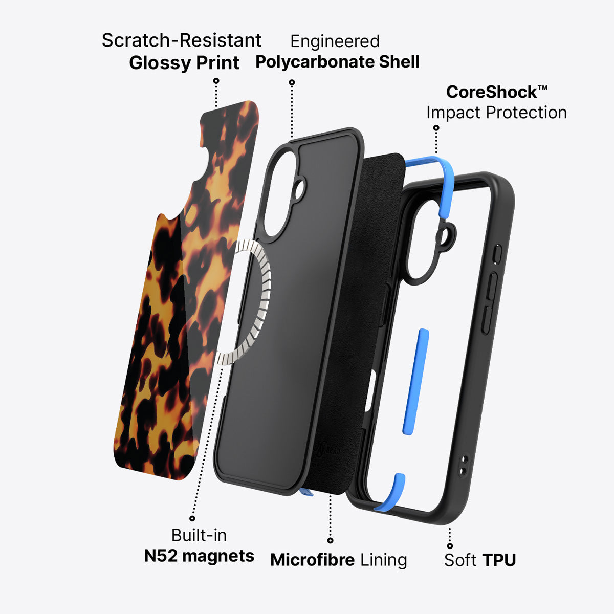 Animal Print Designer iPhone 16 Plus Case – Tortoise Shell | MagSafe