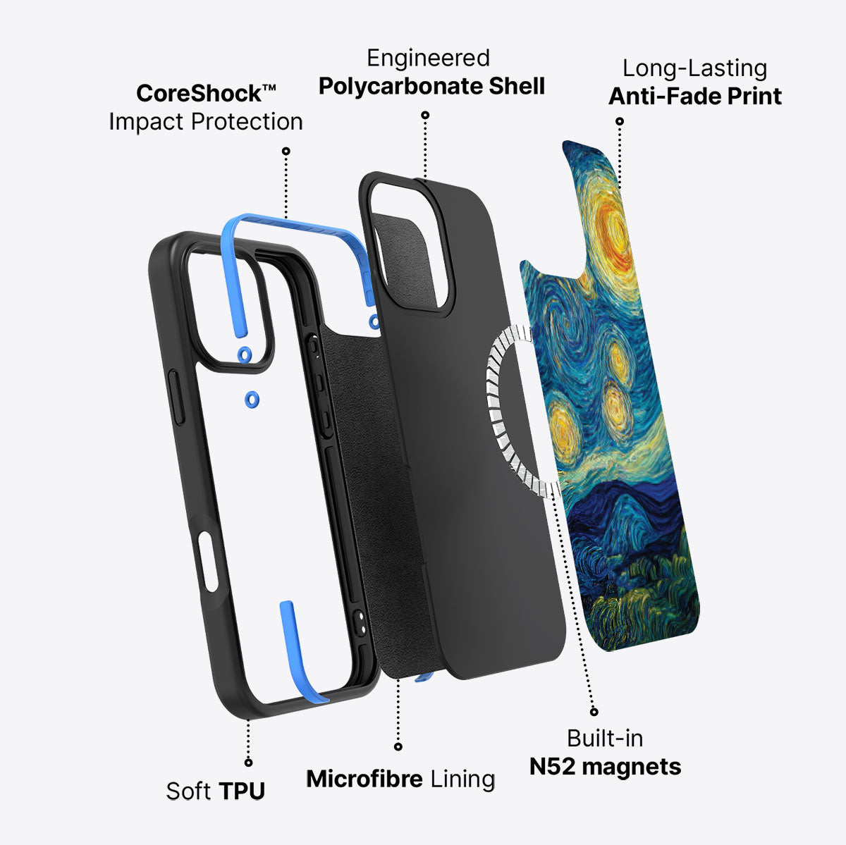 iPhone 16 Pro case construction – Astral Waves phone case