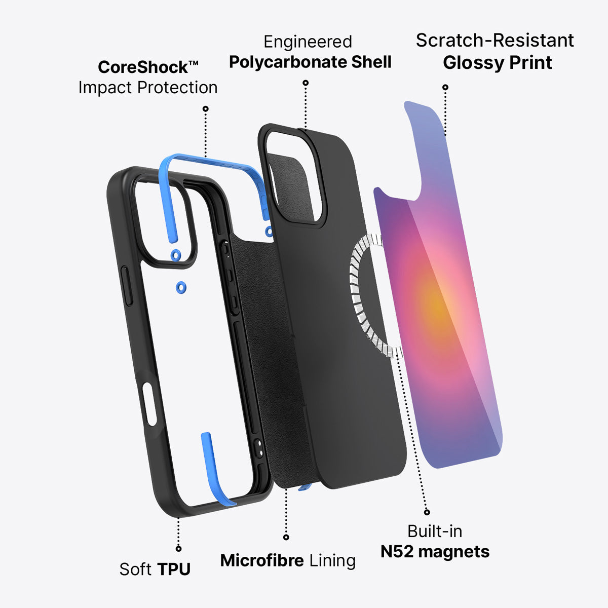 iPhone 16 Pro case construction – Aura Glow phone case