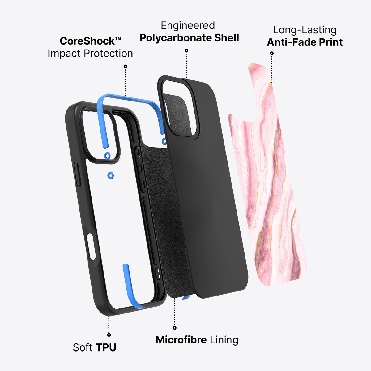 Blushed Marble - iPhone 16 Pro Case, #case type_core (non magsafe)