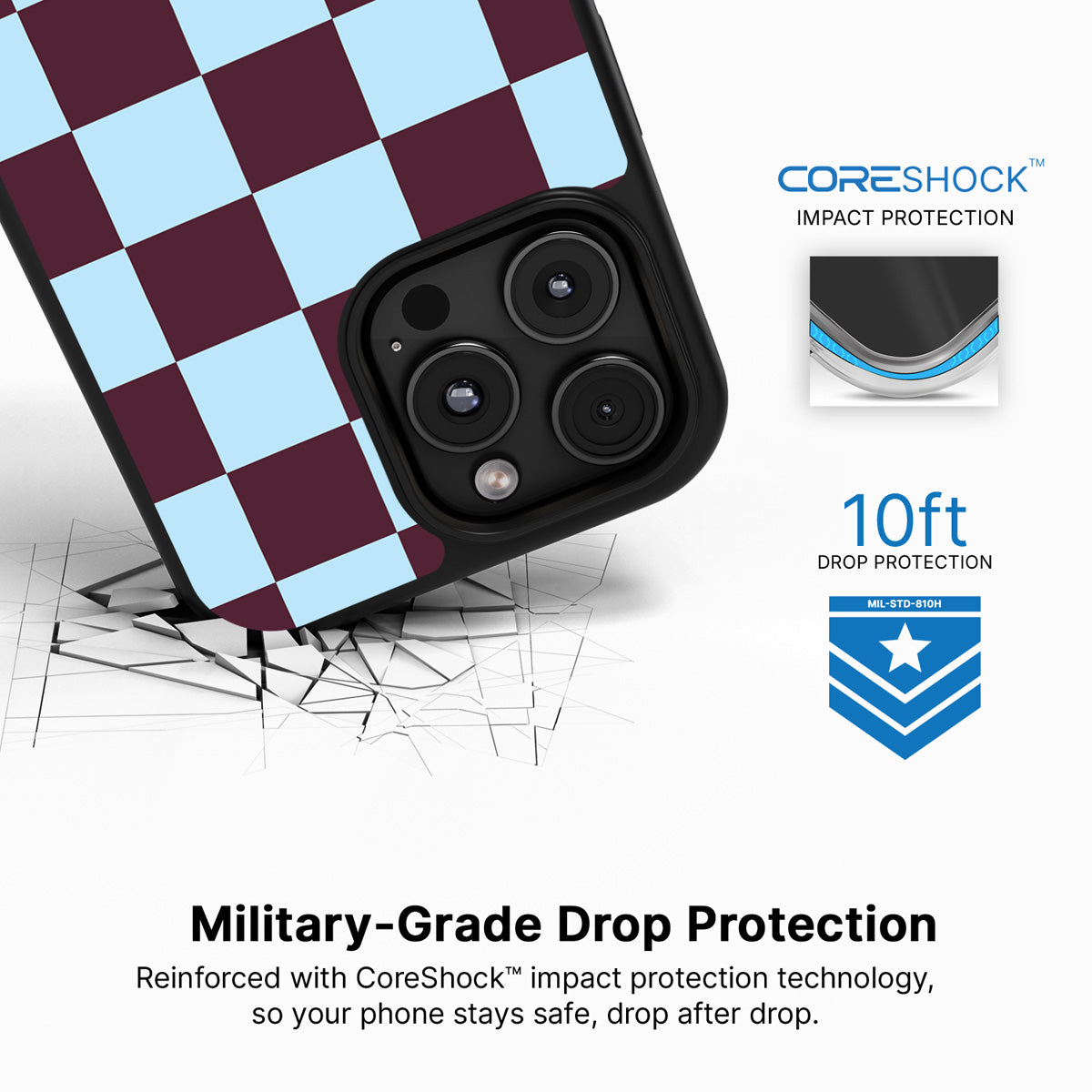 Cabernet Tile iPhone 16 Pro case with drop protection
