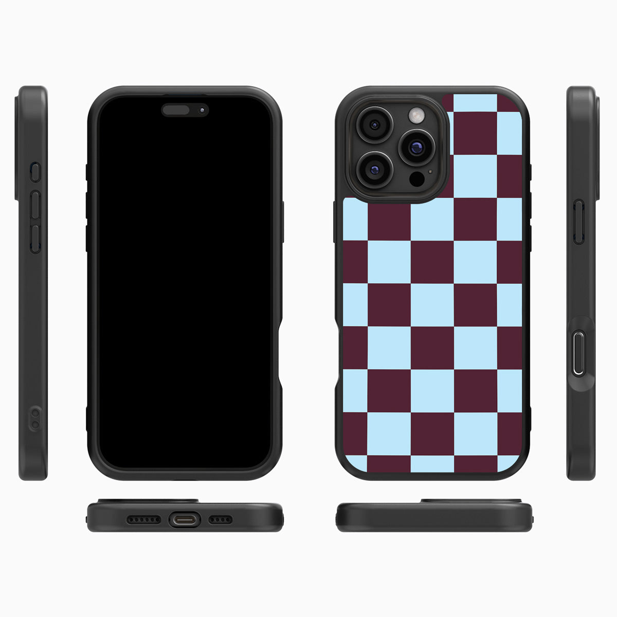 Cabernet Tile iPhone 16 Pro case cover – multi-angle view