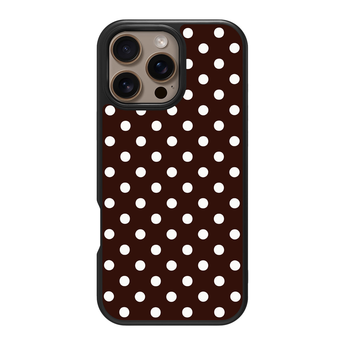 Cocoa Confetti design back view – iPhone 16 Pro case