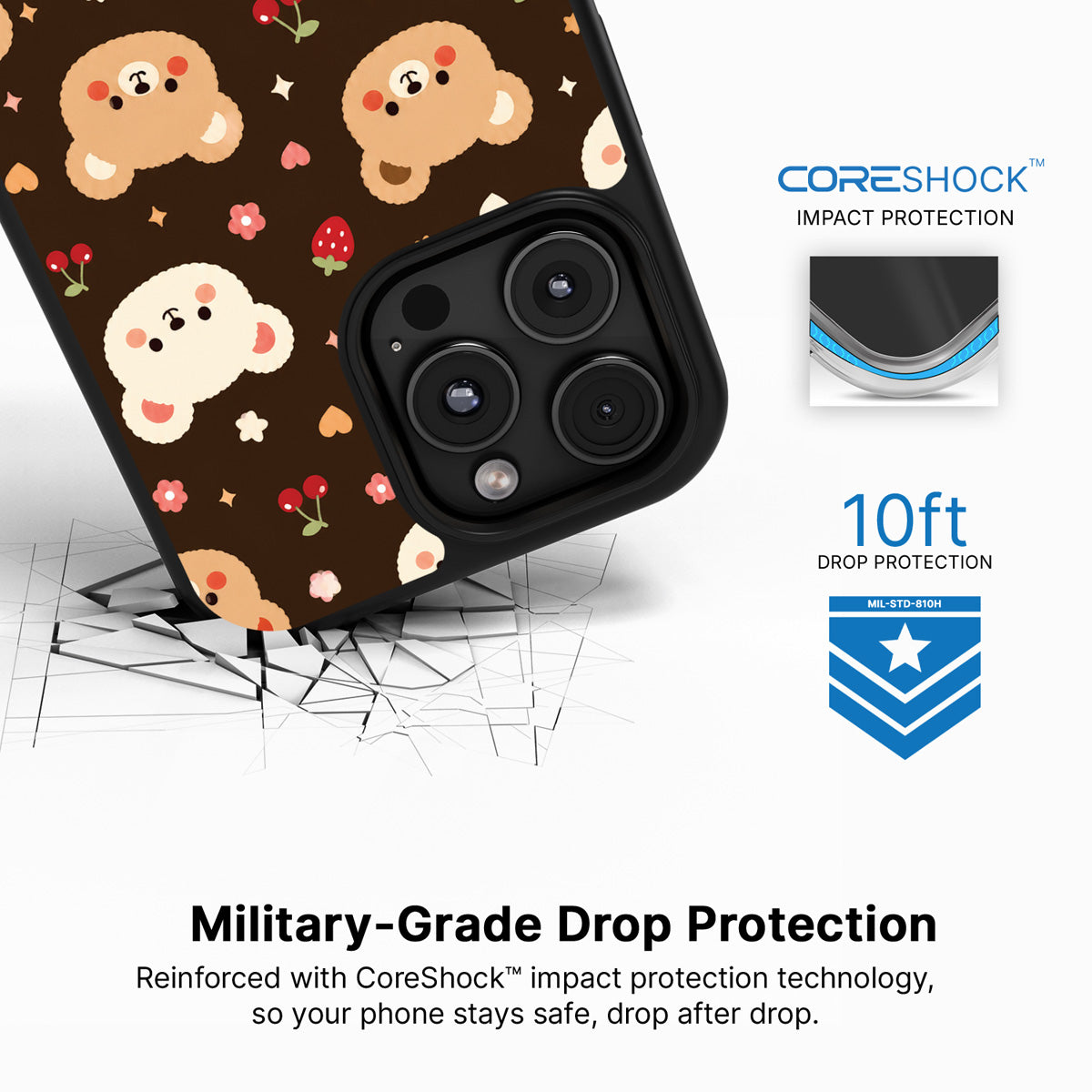 Cocoa Cuddles iPhone 16 Pro case with drop protection
