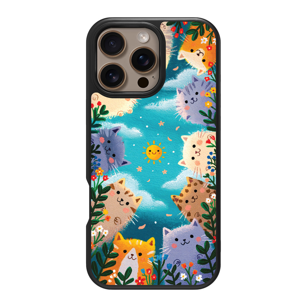 Garden Kittens design back view – iPhone 16 Pro case