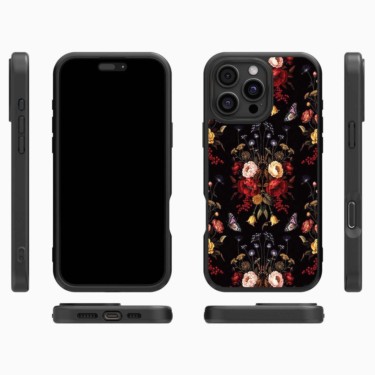 Kelmscott Bloom iPhone 16 Pro case cover – multi-angle view