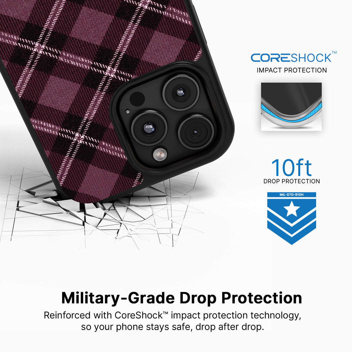 Merlot Weave iPhone 16 Pro case with drop protection